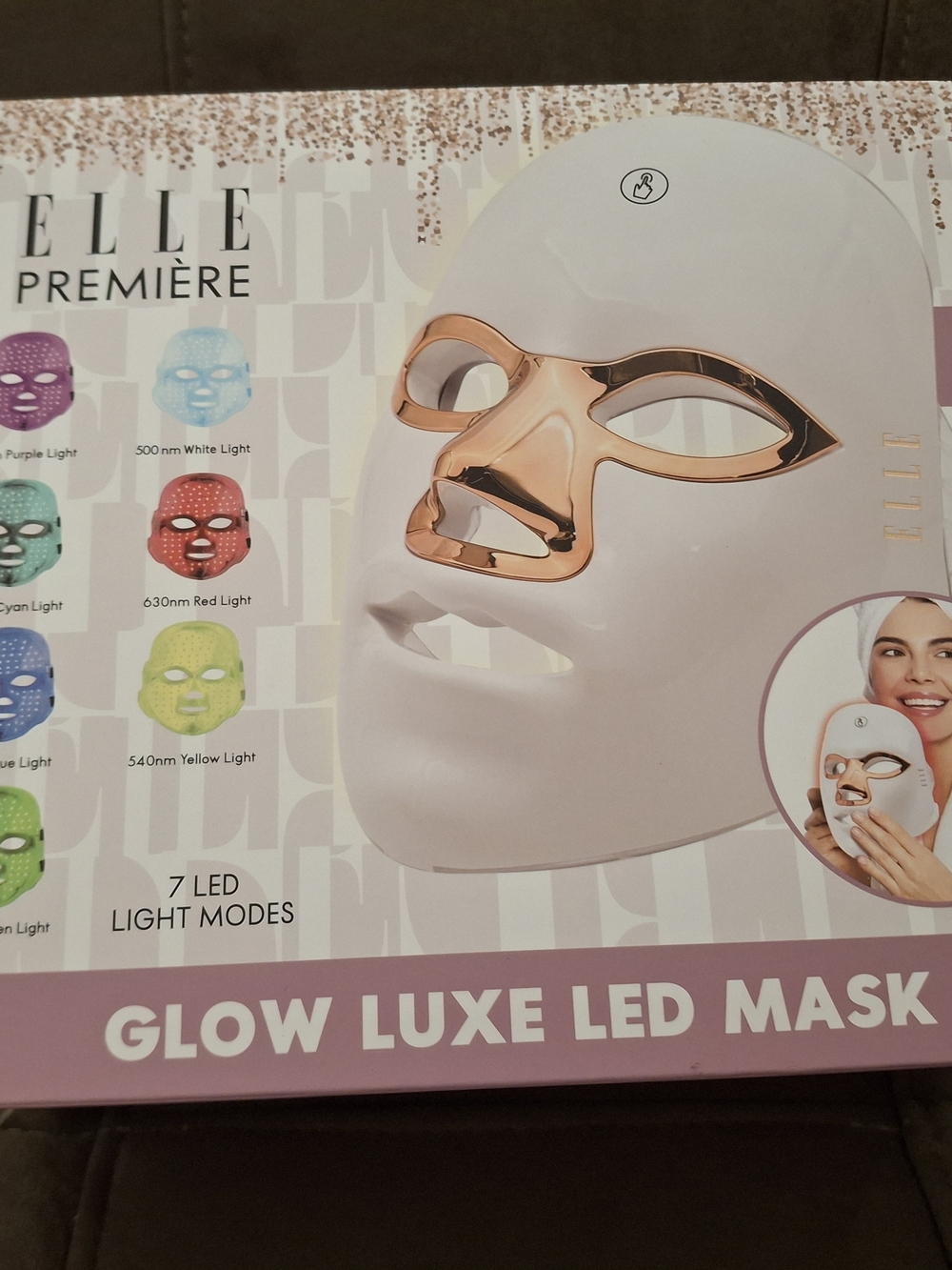 Elle Premiere Glow Luxe LED Mask - White with Rose Gold Trim